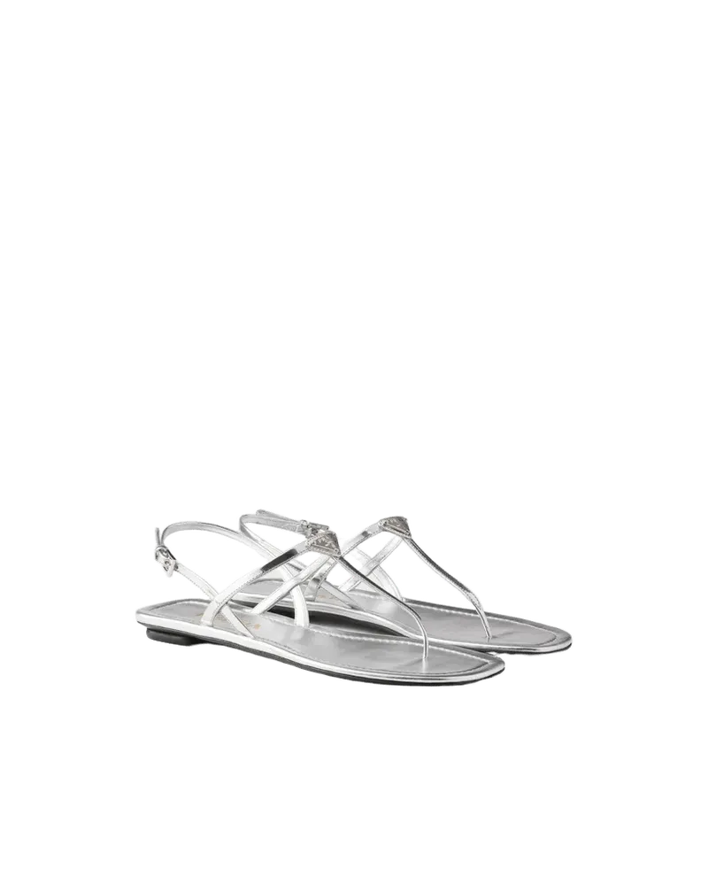 Metallic leather thong sandals