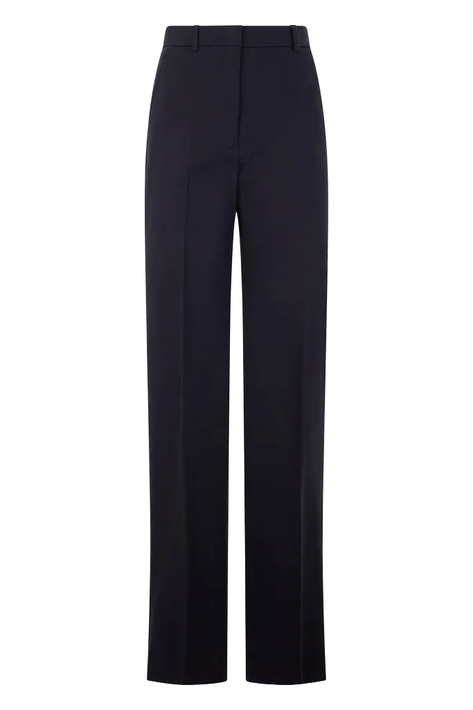 Max Mara Studio High-Waisted Cotton Trousers — Blue