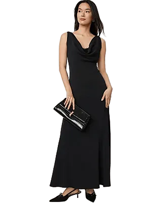 Lace Trim Cowl Neck Maxi Dress