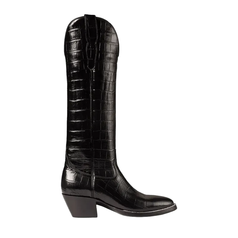 The Soho Boot in Black Croc