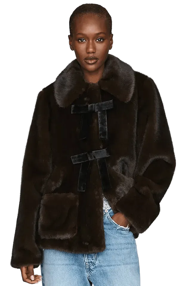 Hutch Faux-Fur Bow Jacket