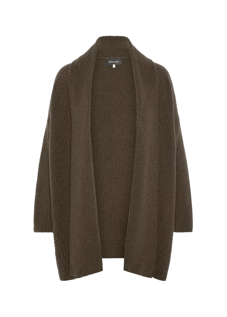 A-Line Scrunch Shawl Collar Cardigan - Long Length