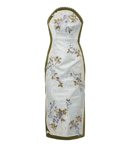 Odessa moiré and velvet bustier dress