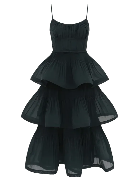 Pleated Tiered Midi Dress