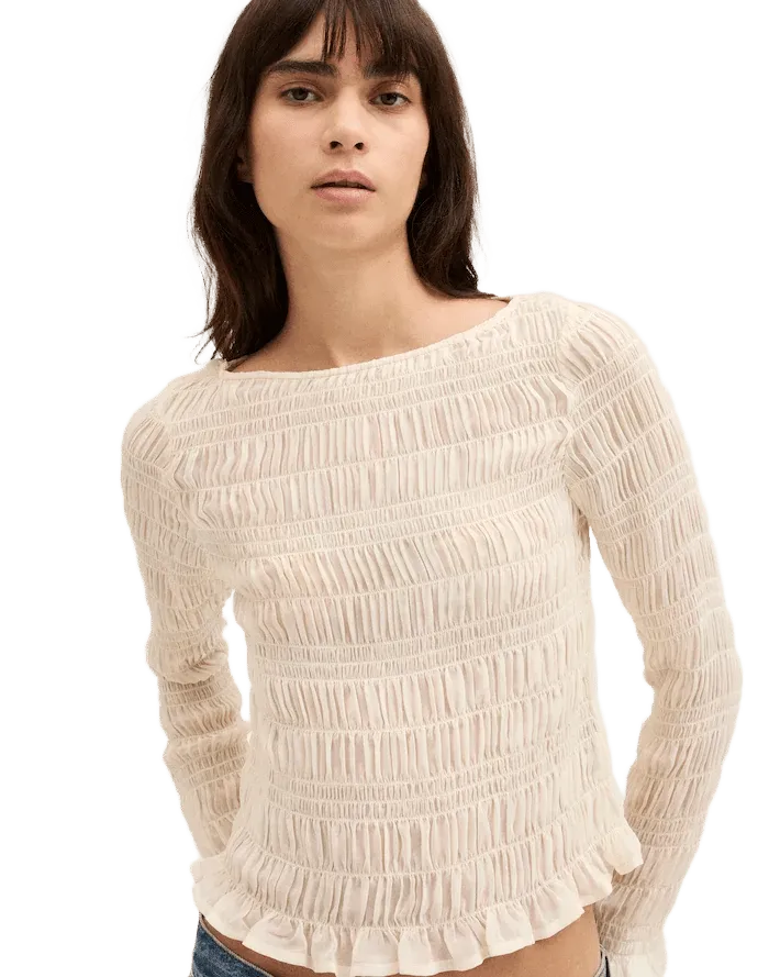 Smocked Boatneck Top in Chiffon
