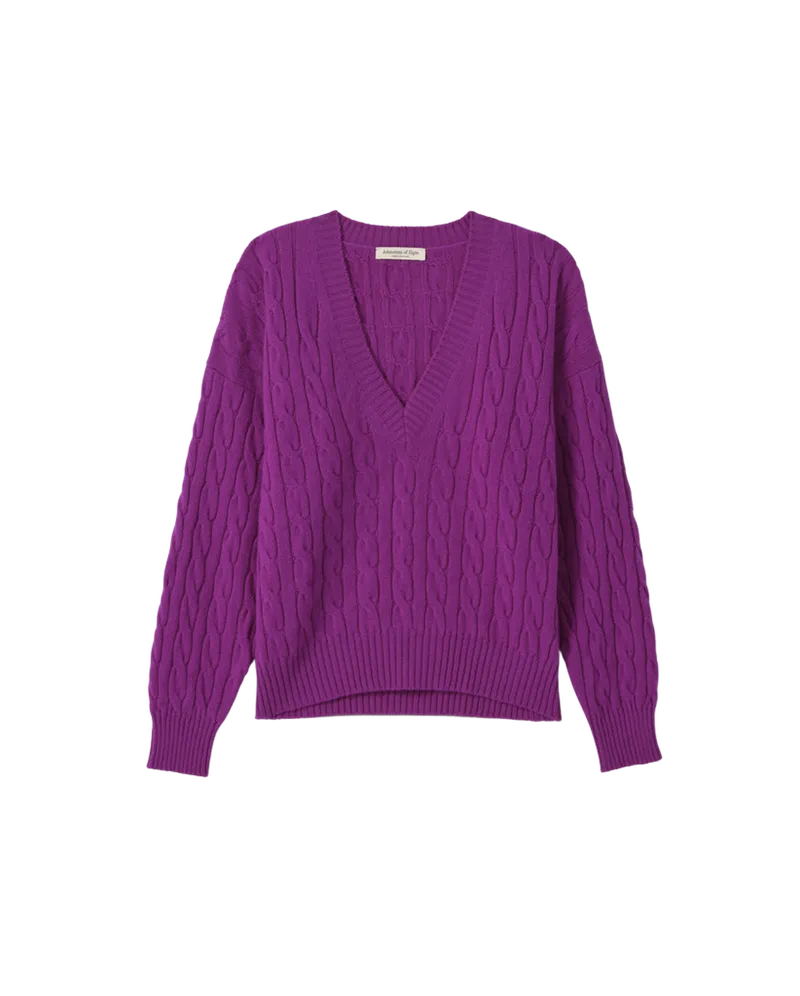 Kylesku Deep V Purple Cashmere Jumper