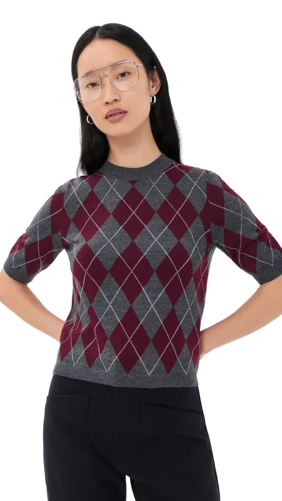 Fitted Crew Argyle Pullover