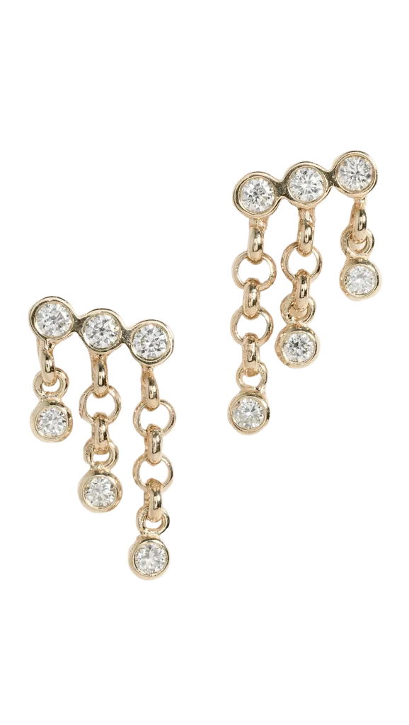 14k Diamond Rolo Chain Waterfall Earrings