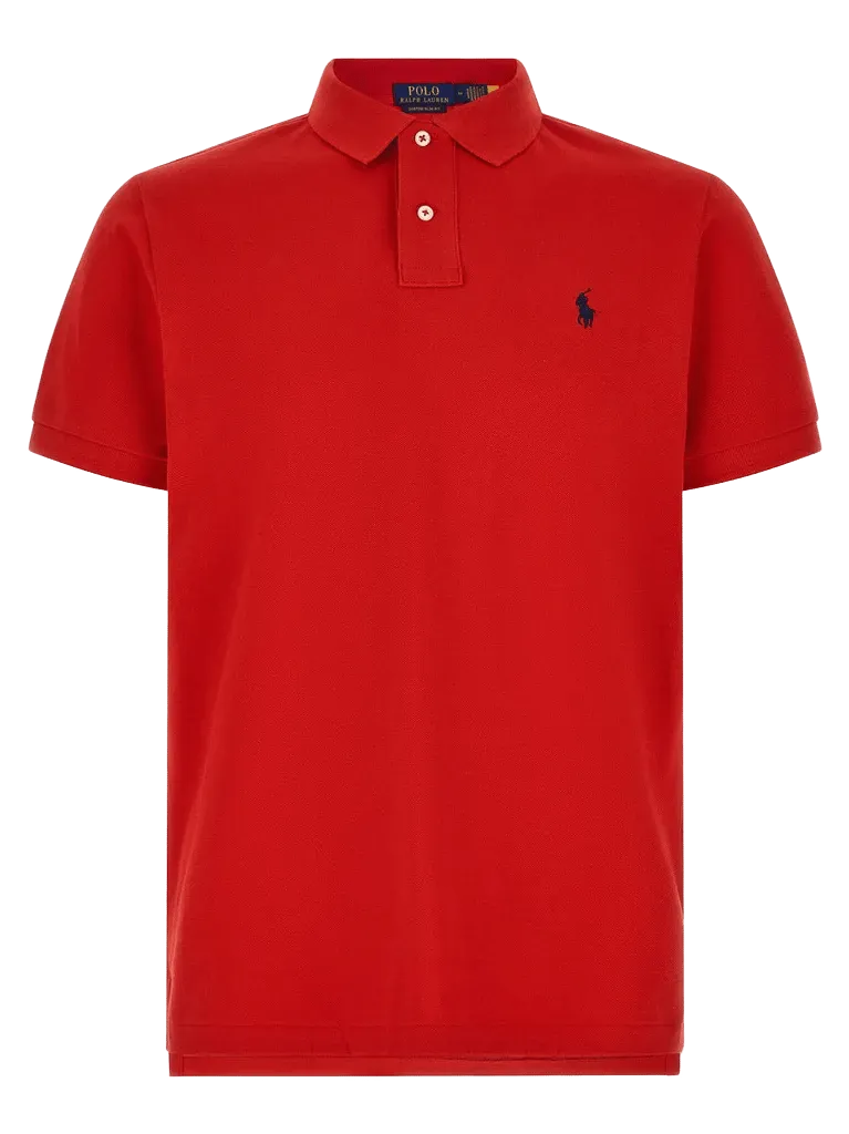 Polo Ralph Lauren Logo-Embroidered Piqué Polo Shirt — Red