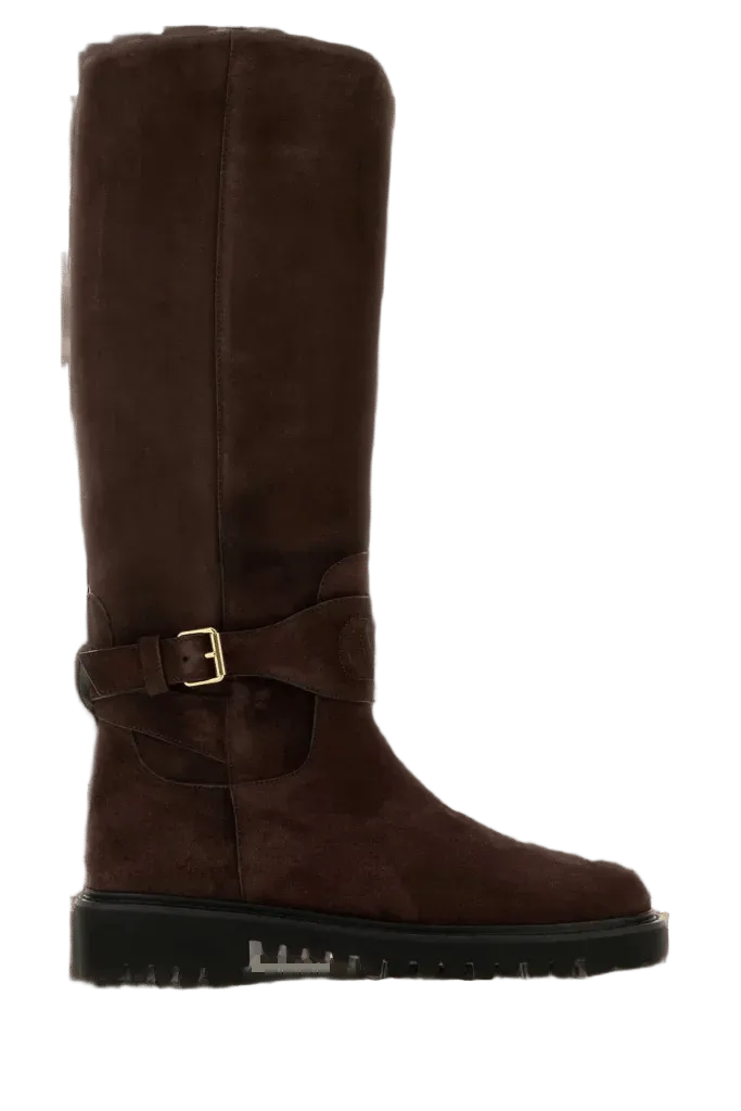 Valentino Garavani Suede Lug-Sole Boot — Brown