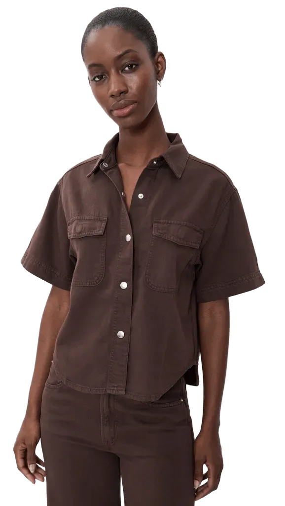 Airy Denim Utility-Pocket Shirt