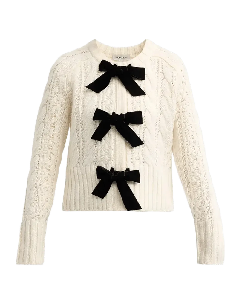 Christina Cable-Knit Bow Cardigan