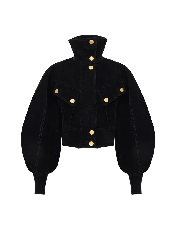 Vintage Velvet Denim Bomber