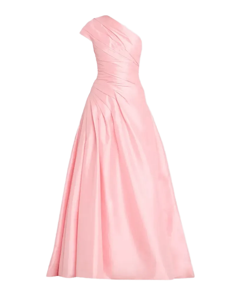 One-Shoulder Draped Taffeta Ball Gown