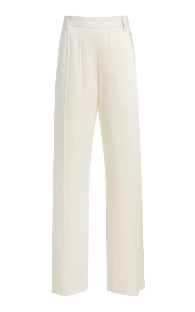 Relaxed Mid-Rise Crepe Curved-Leg Trousers