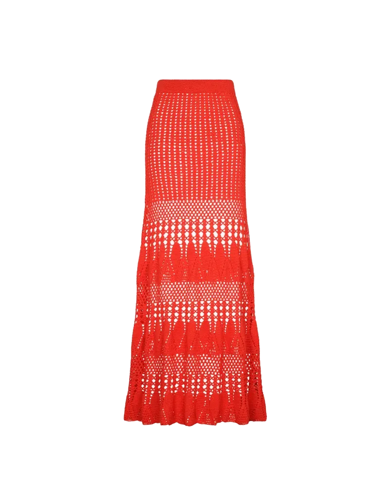 REFLEJO CROCHET MAXI SKIRT | TANGERINE