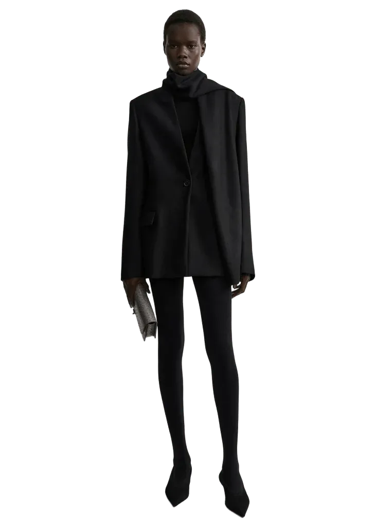 Scarf lapel blazer black