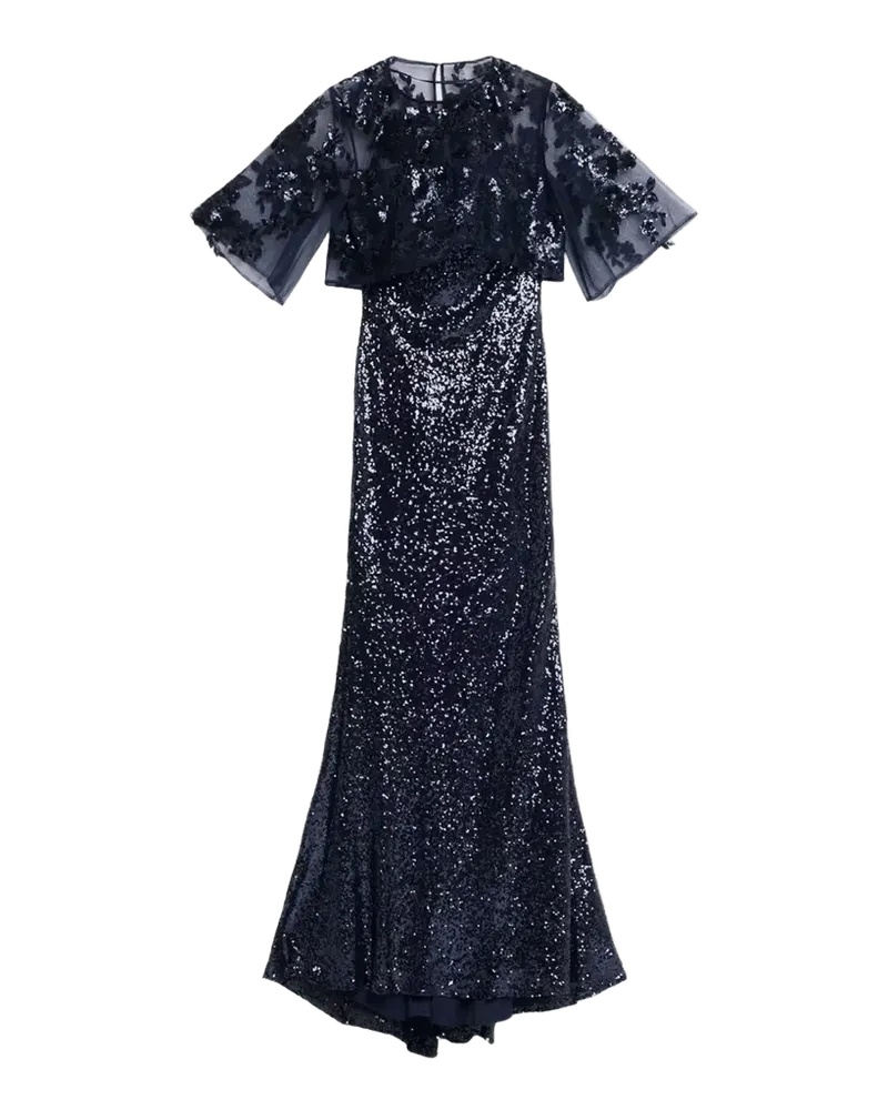Rene Ruiz Collection Sheer Cape Sequin Column Gown