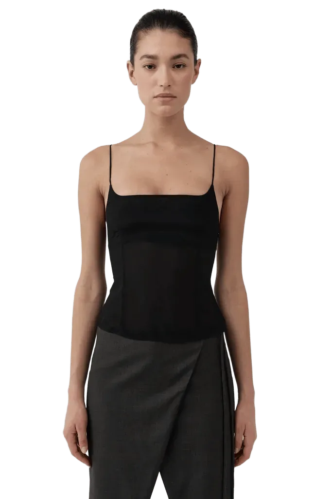 Stretch Silk Cami - Black