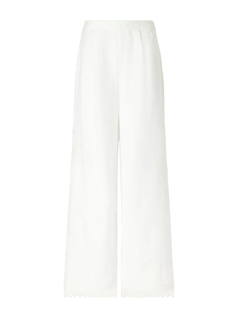 Albatre embroidered linen straight-leg pants