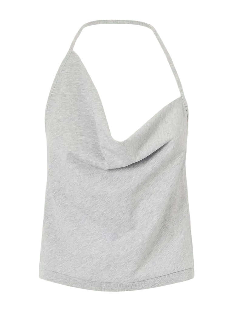 Halterneck cotton-jersey cami