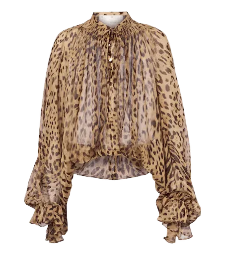 Leopard-print silk blouse