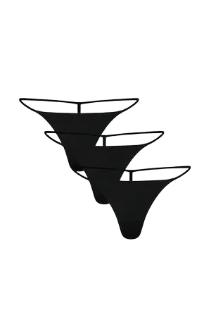 Glacé String Thong in Black (Pack)
