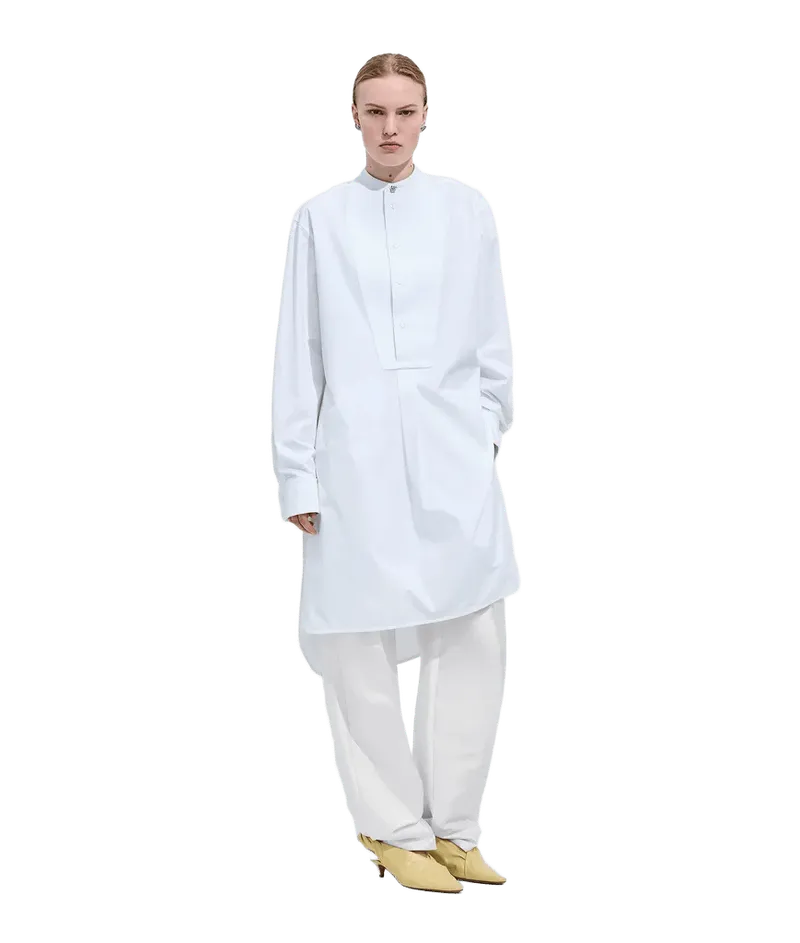 Women's Compact Cotton Poplin Shirt in White