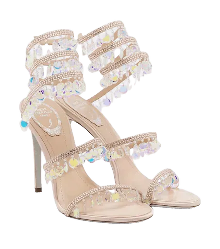 Chandelier embellished satin sandals