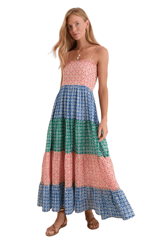 Aster Blue Smocked Back Maxi