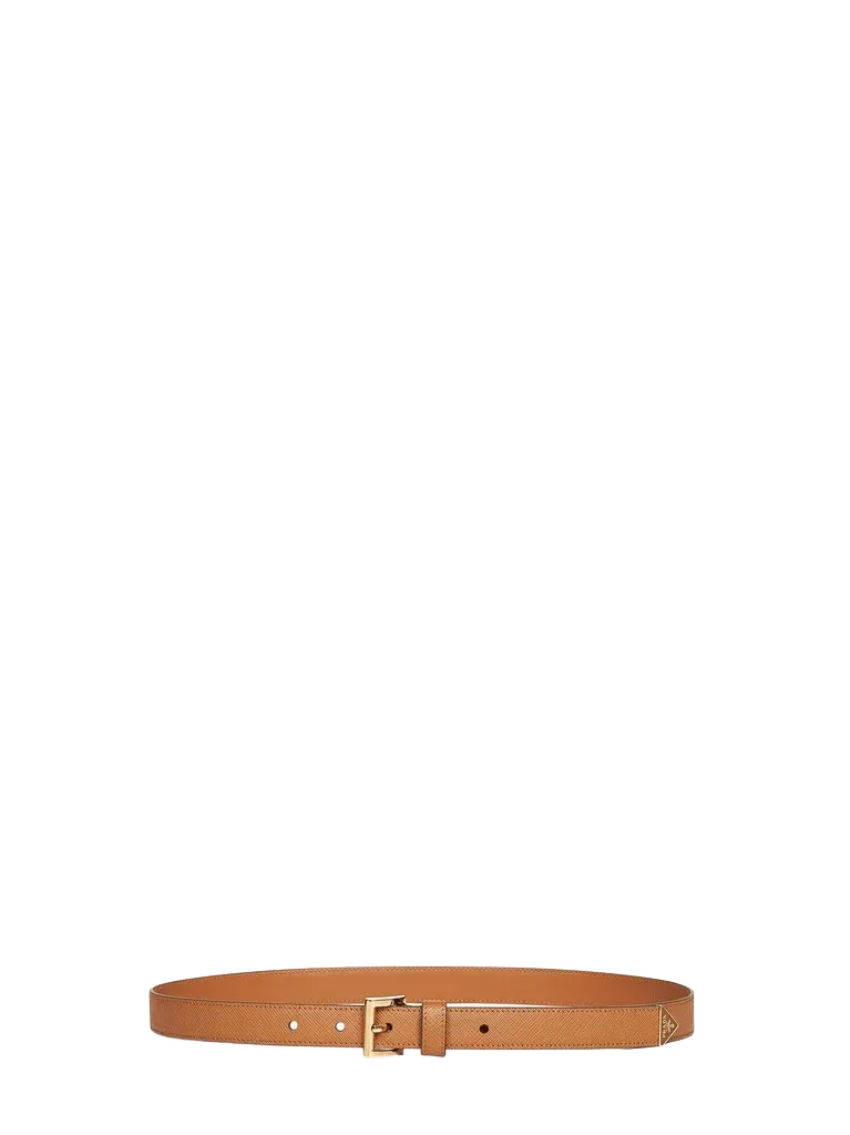 Prada Saffiano Leather Belt — Caramel