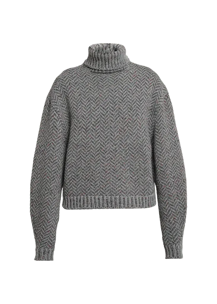 Courtney Cashmere Herringbone Turtleneck Sweater