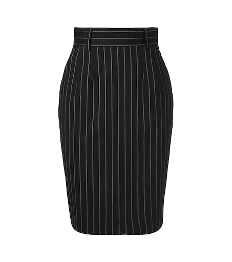 Pinstriped wool pencil skirt