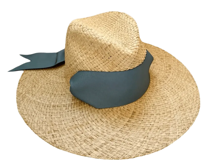 Oleander Sun Hat - Wide French Blue Grosgrain Ribbon