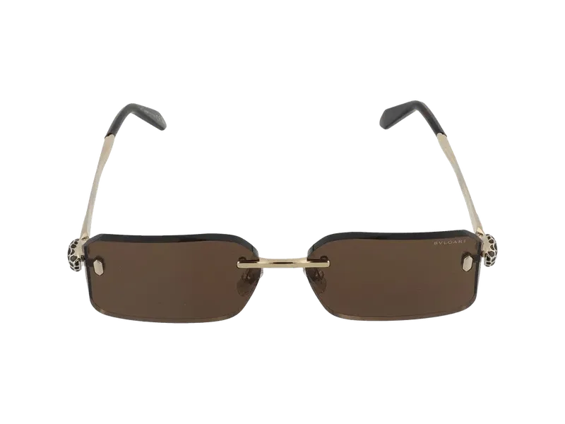 Bulgari BV40108U Rectangular Metal Sunglasses — Brown