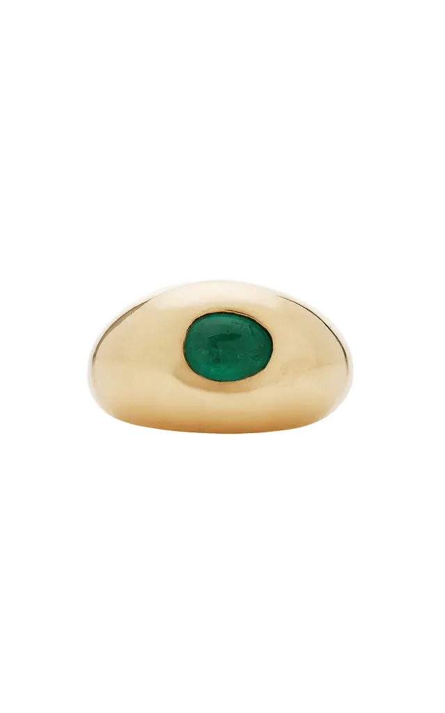 10k Yellow Gold Emerald Cigar Band Ring