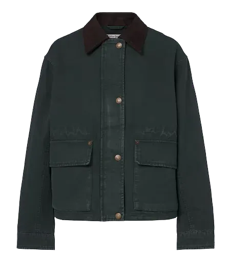 Suede-trimmed cotton canvas jacket