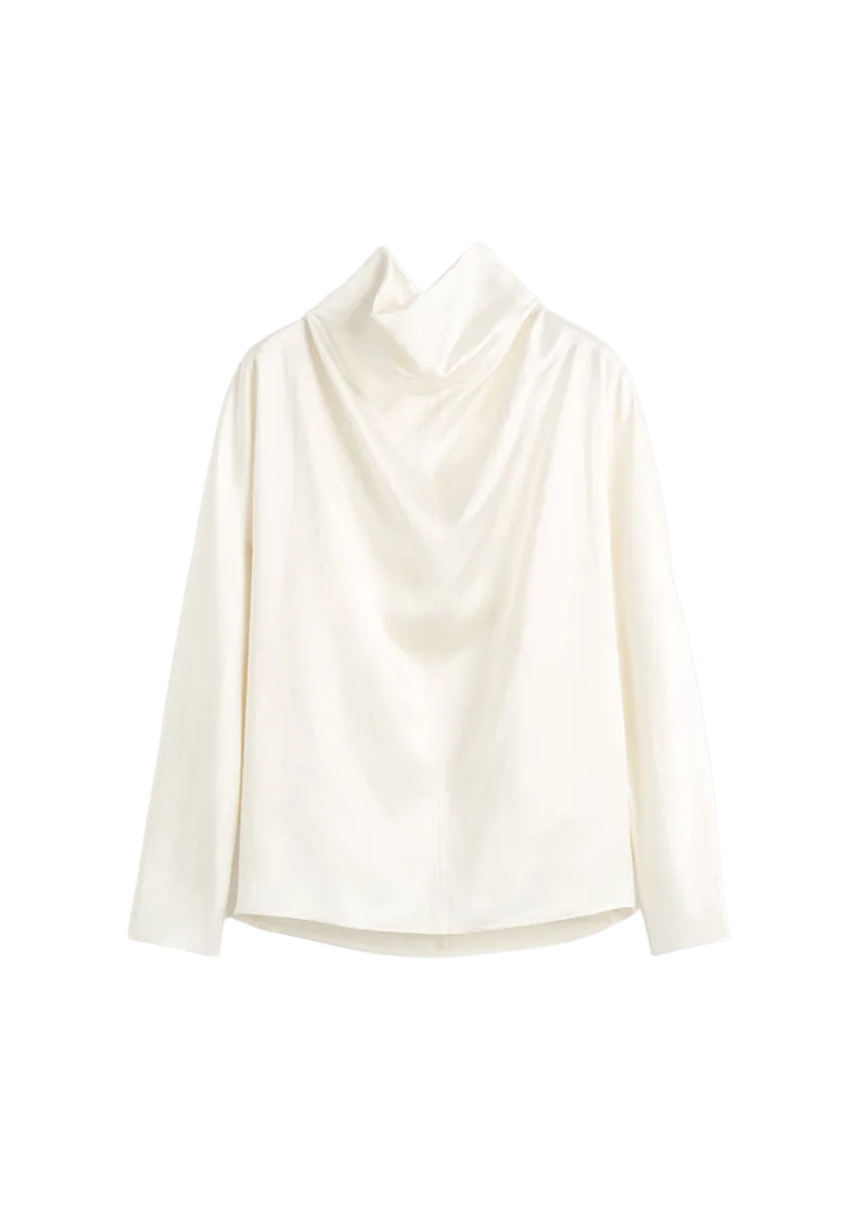 Cowl neck blouse white