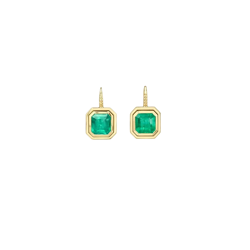 3.58ct Emerald Cut Emeralds Bounce Earrings