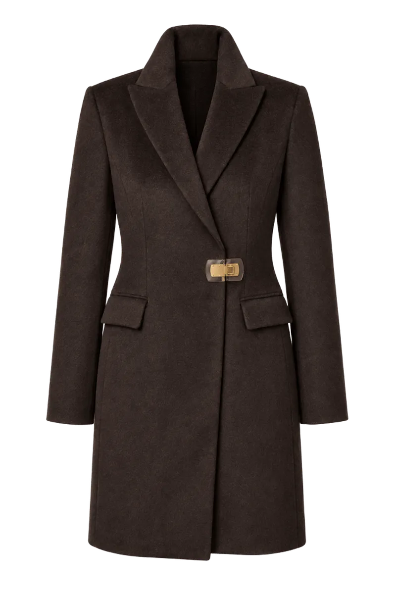 Women's Buttoned Notch Collared Coat