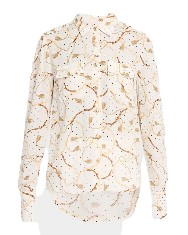 Allure Chain-Print Button-Front Shirt