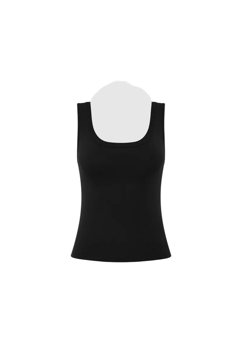 Organic Cotton Scooped Ballerina Top - Jet Black