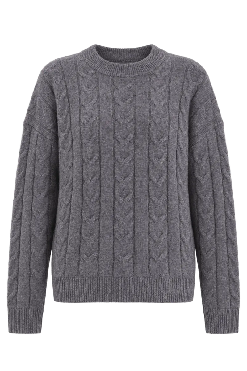 Graphite Cashmere Cable Knit Eloise Sweater