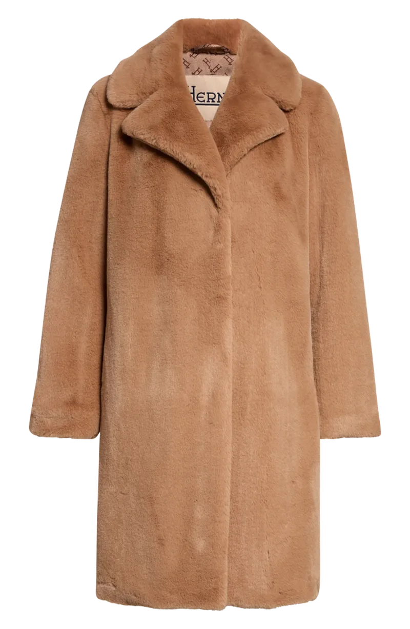 Faux Fur Notch Lapel Coat