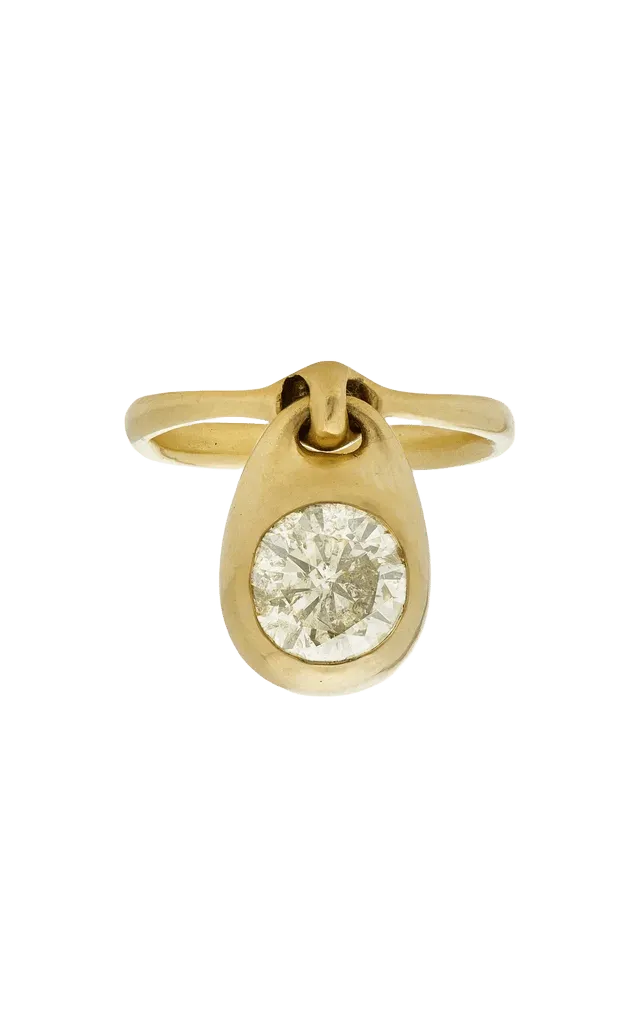 18k Green Gold Diamond Locket Ring