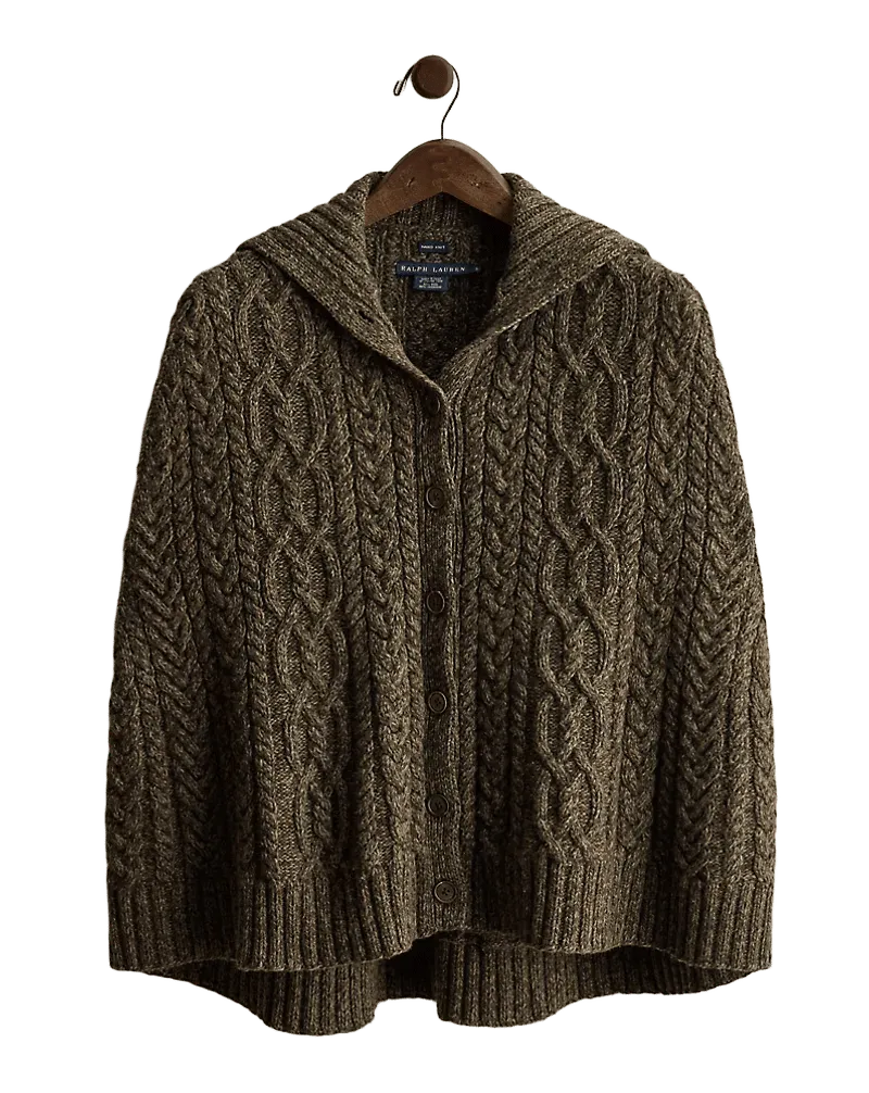 c. 2008 Aran-Knit Poncho - Size S