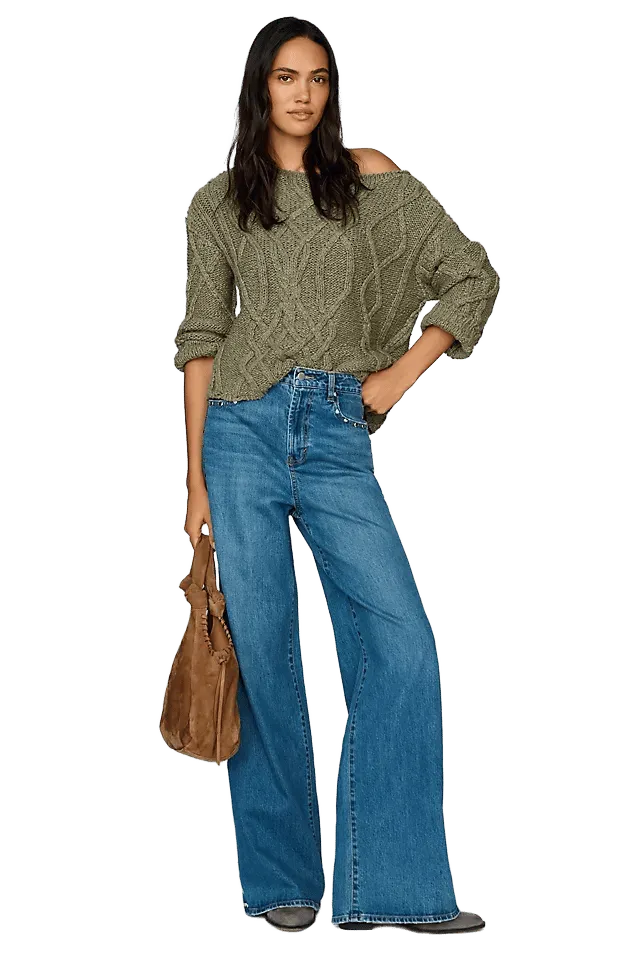 Habitual Gemma Studded High Rise Wide Leg Jeans