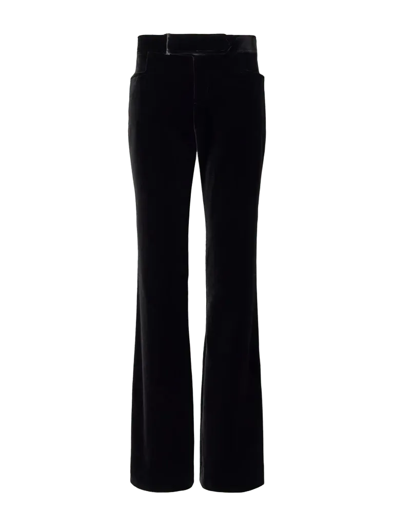 Velvet straight-leg pants