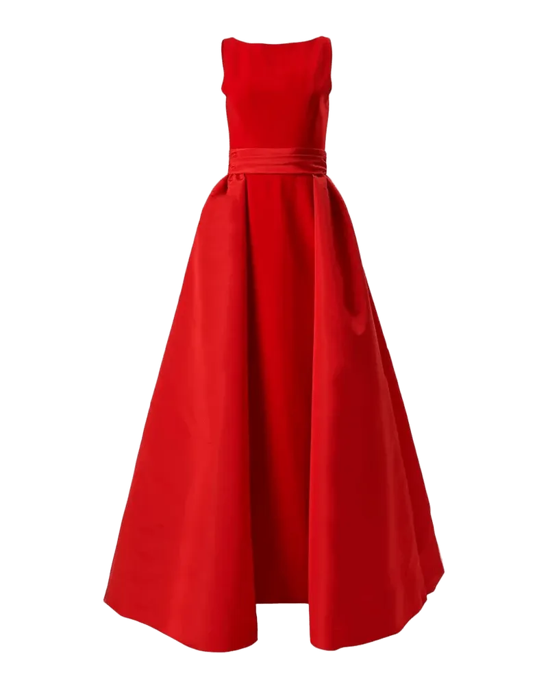 Sleeveless Boatneck Silk Overskirt Column Gown