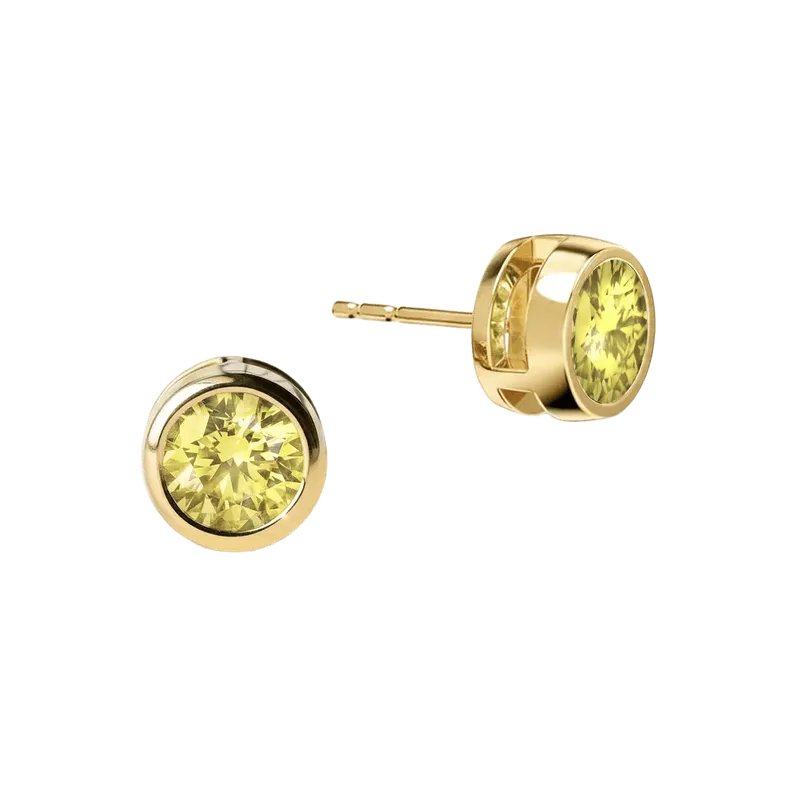 Jamestown Lemon Verbena Quartz Stud Earrings in 14k Gold (August)
